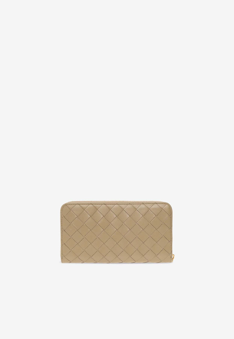 Intrecciato Leather Zip-Around Wallet