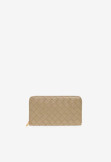 Intrecciato Leather Zip-Around Wallet