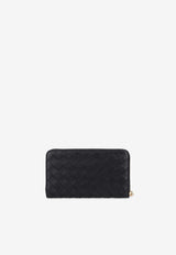 Intrecciato Leather Zip-Around Wallet