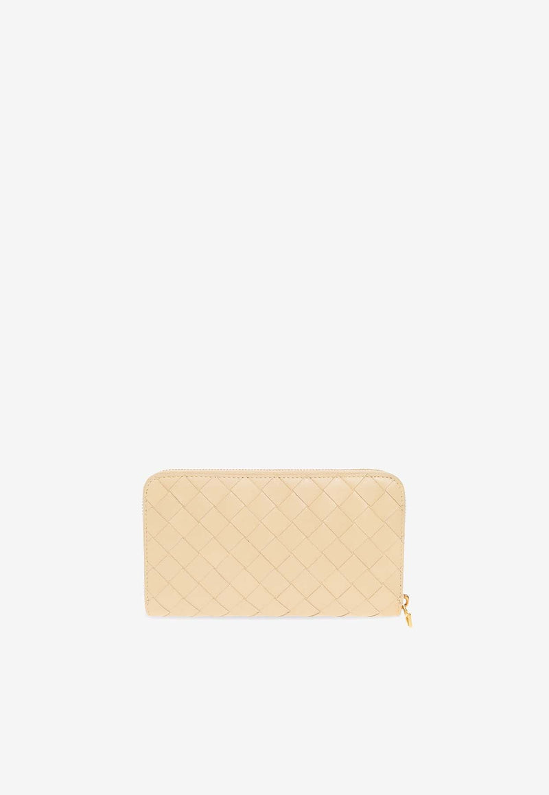 Intrecciato Leather Zip-Around Wallet