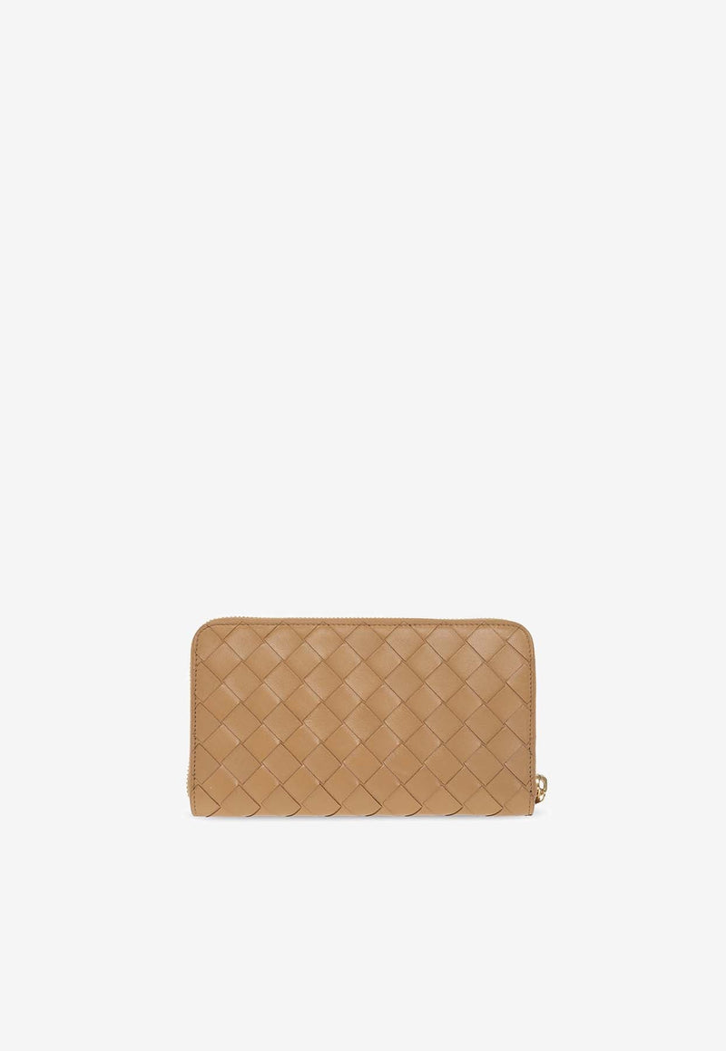 Intrecciato Leather Zip-Around Wallet