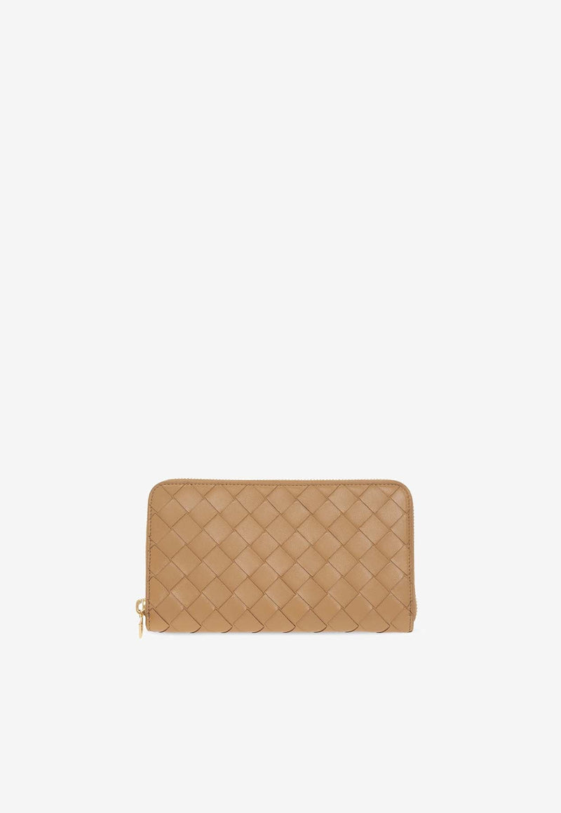 Intrecciato Leather Zip-Around Wallet