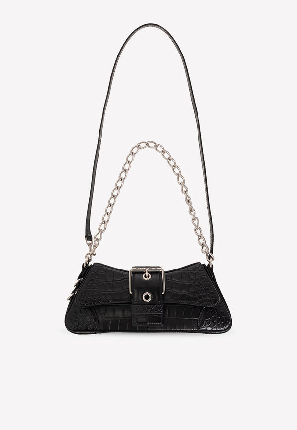 Small Lindsay Shoulder Bag in Croc-Embossed Leather