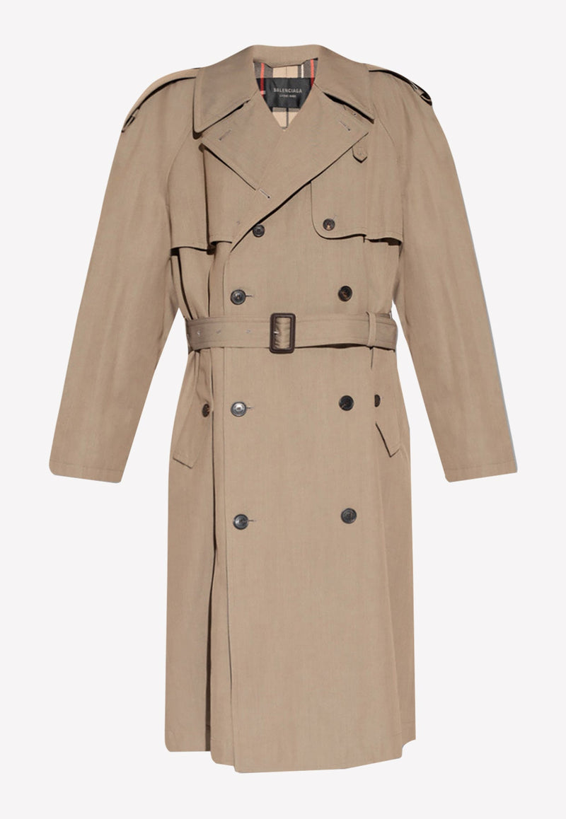 Double-Breasted Long Trench Coat