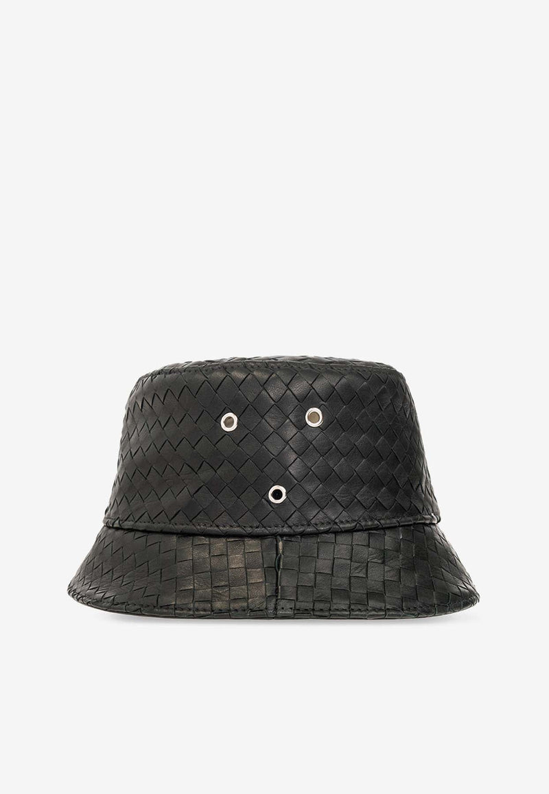 Intrecciato Weave Leather Bucket Hat