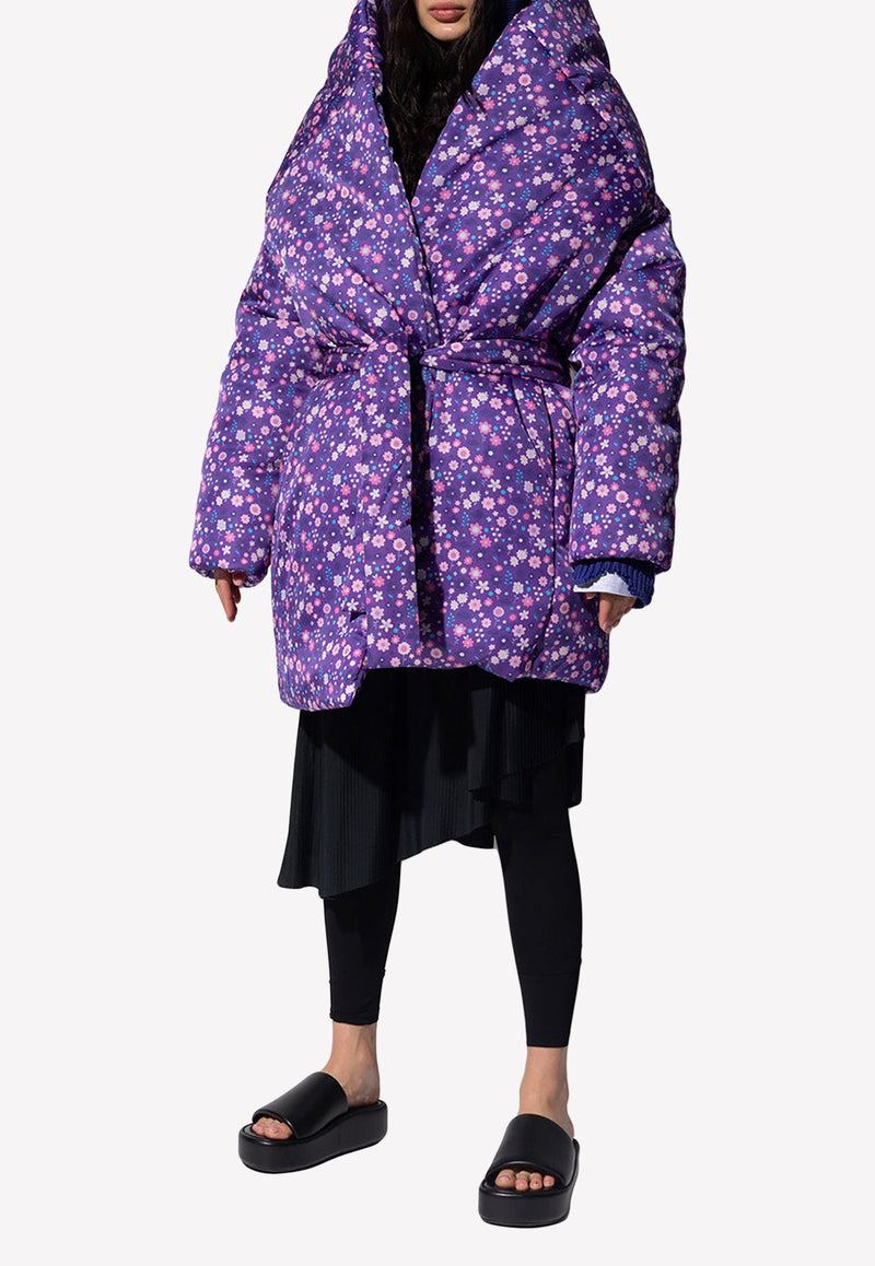 Floral-Print Overcoat