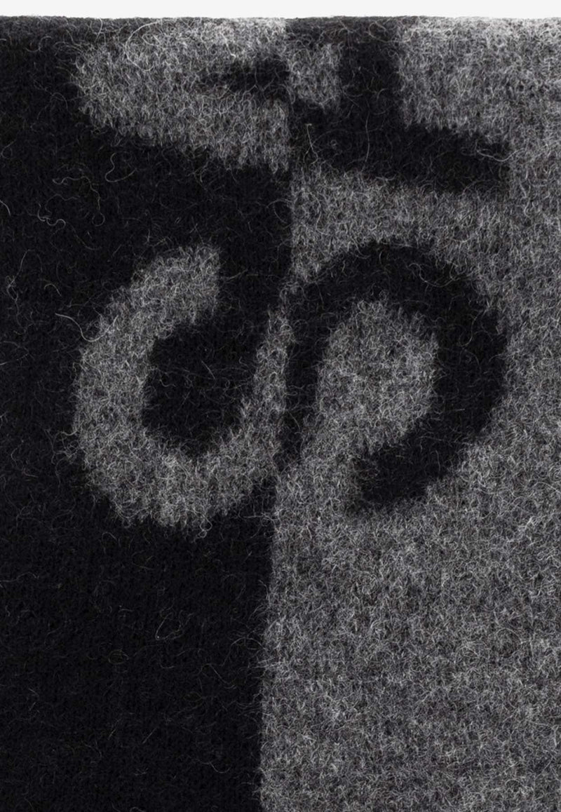 Intarsia-Logo Wool Scarf