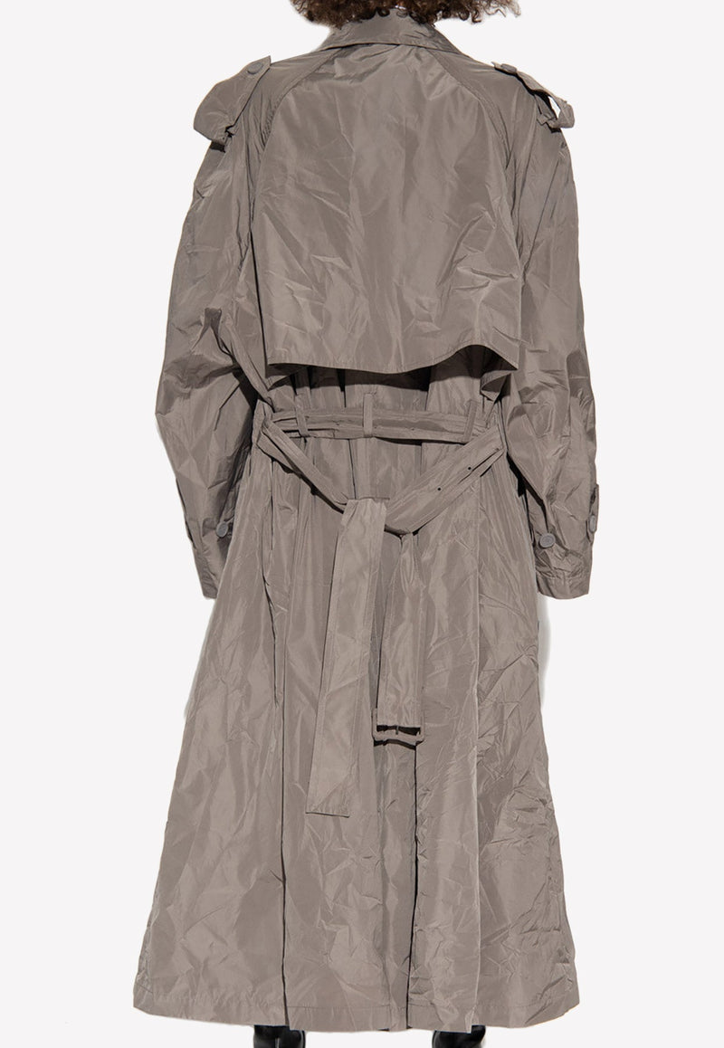 Double-Breasted Wrinkled Trench Coat