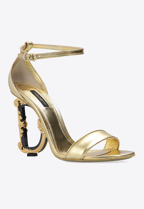 Keira 105 Metallic Leather Sandals with DG Baroque Heel