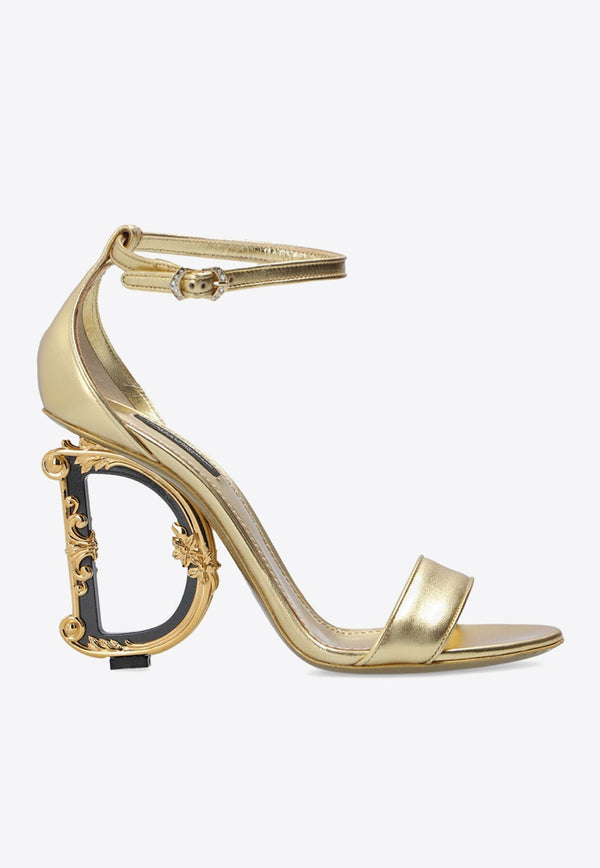 Keira 105 Metallic Leather Sandals with DG Baroque Heel