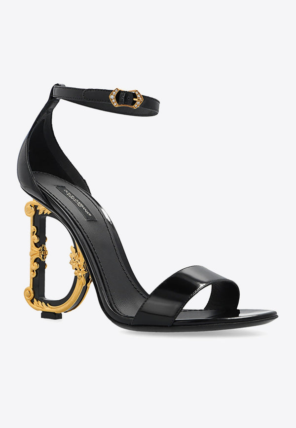 Keira 105 Polished Leather Sandals with DG Baroque Heel