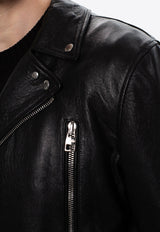 Leather Zip-Up Biker Jacket