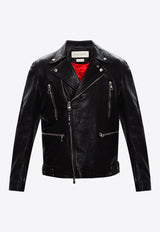 Leather Zip-Up Biker Jacket