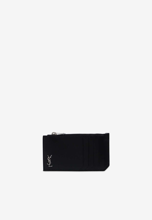 Monogram Zipped Cardholder in Leather