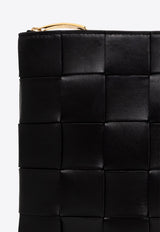 Medium Cassette Zip Pouch in Intrecciato Leather