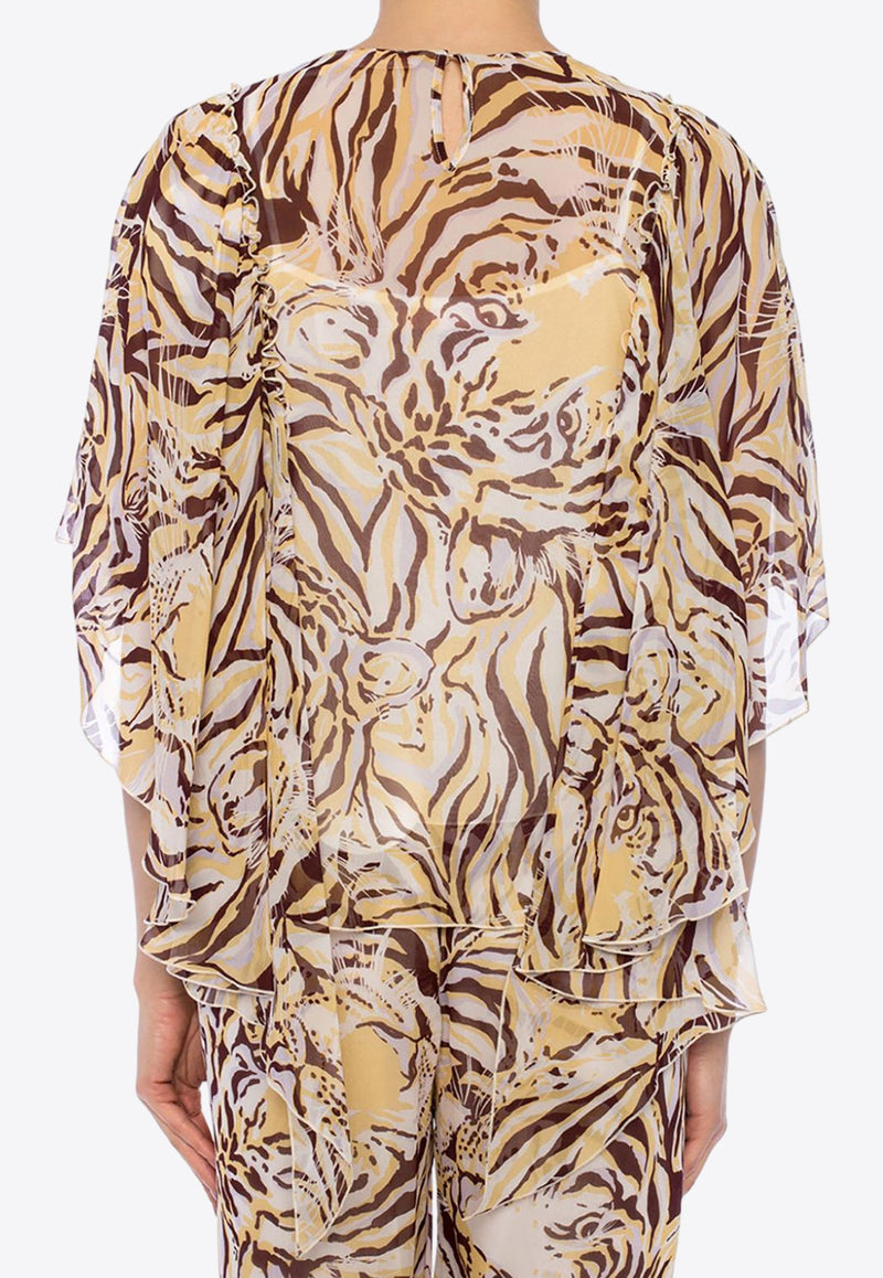 Tiger Print Flouncy Blouse