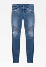 Distressed-Effect Slim-Fit Jeans