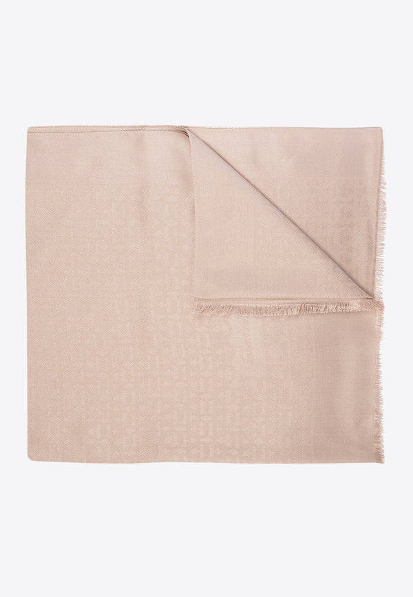 Gancini Pattern Silk-Wool Scarf
