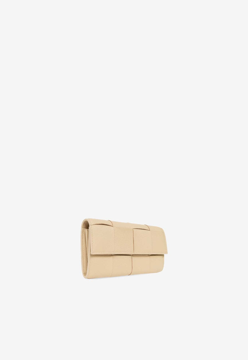 Intrecciato Grained Leather Flap Wallet