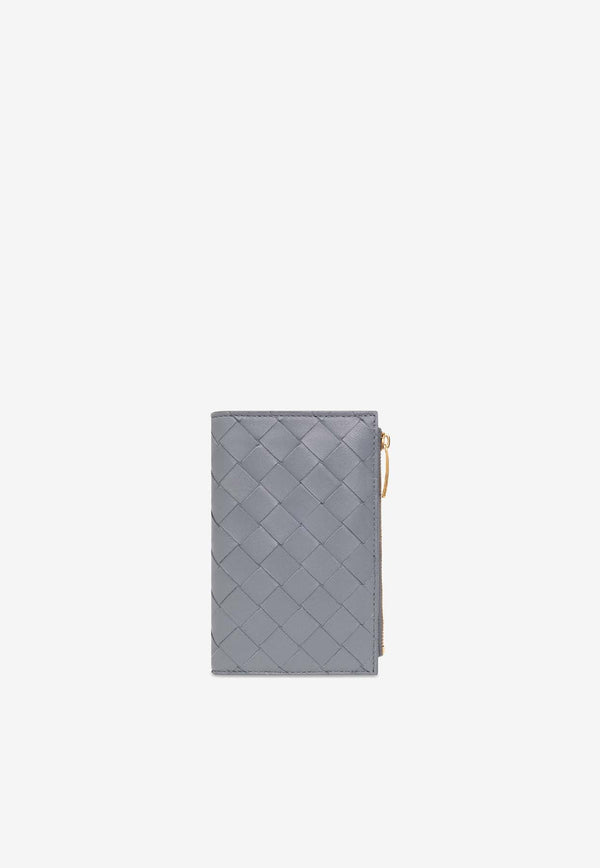 Medium Zip Bi-Fold Wallet in Intrecciato Leather