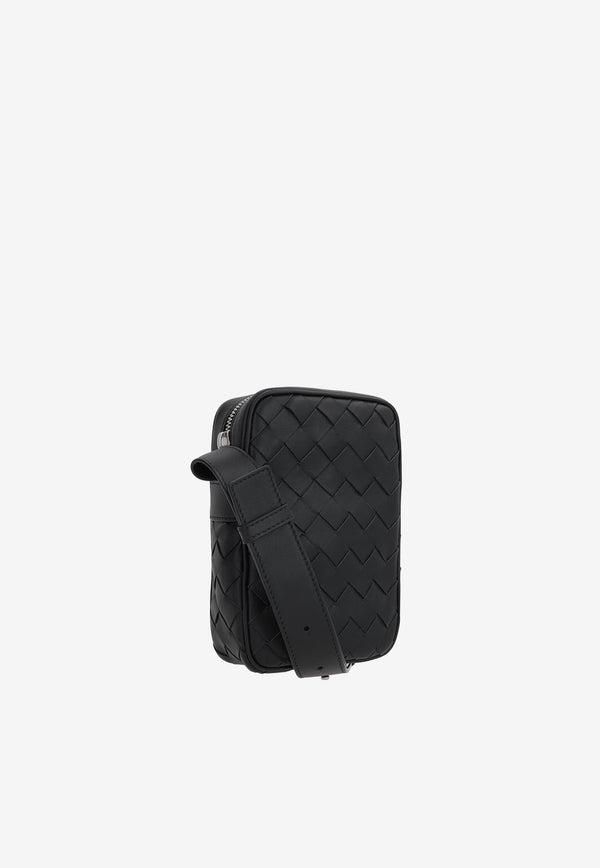 Mini Cassette Crossbody Bag in Intrecciato Leather