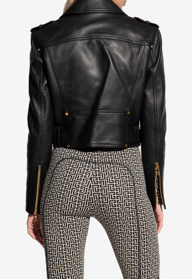 Leather Zip-Up Biker Jacket