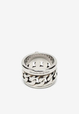Chain-Motif Skull Ring
