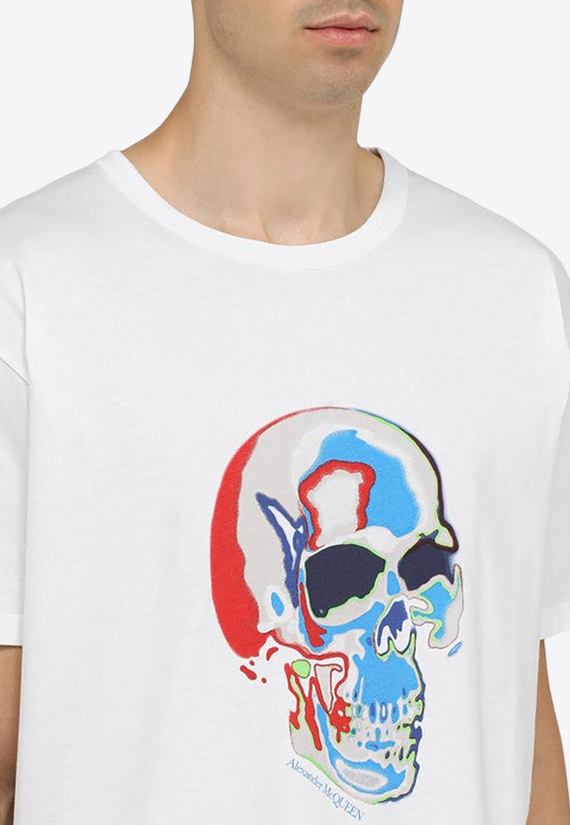 Solarised Skull Print Crewneck T-shirt