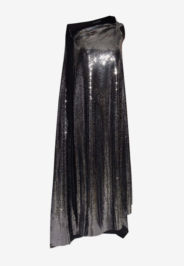 Minimal Draped Metallic-Effect Gown