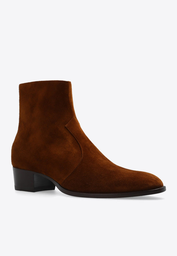 Wyatt Zipped Ankle Boots in Suede
