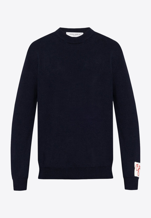 Crewneck Ribbed Logoed Sweater