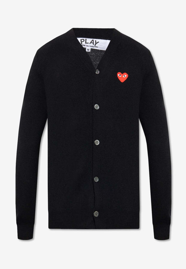 Embroidered Heart Wool Cardigan