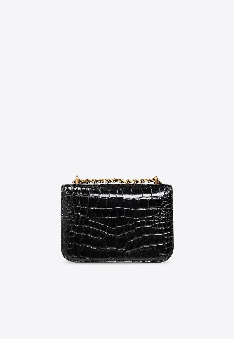 Small Eleanor Shoulder Bag in Croc-Embossed Leather