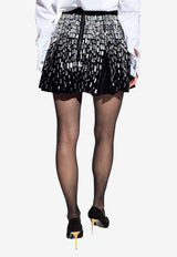 Crystal-Embellished Velour Mini Skirt