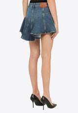 Ruffled Mini Denim Skirt