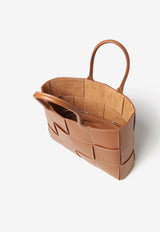 Medium Arco Tote Bag in Intreccio Leather