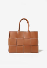 Medium Arco Tote Bag in Intreccio Leather