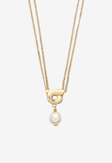 Gancini Pearl Pendant Chain Necklace