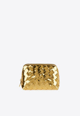 Beauty Pouch in Metallic Intrecciato Leather