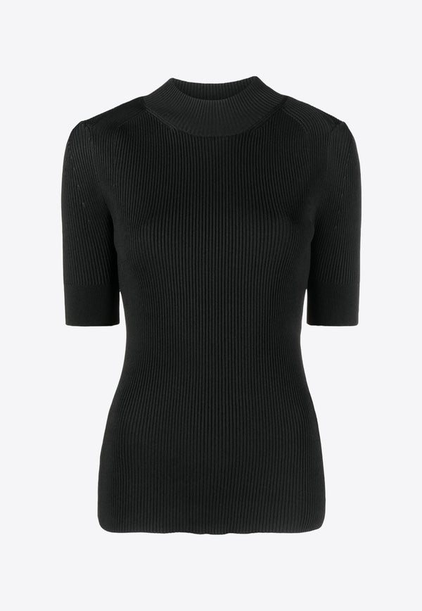 High-Neck Rib Knit Top