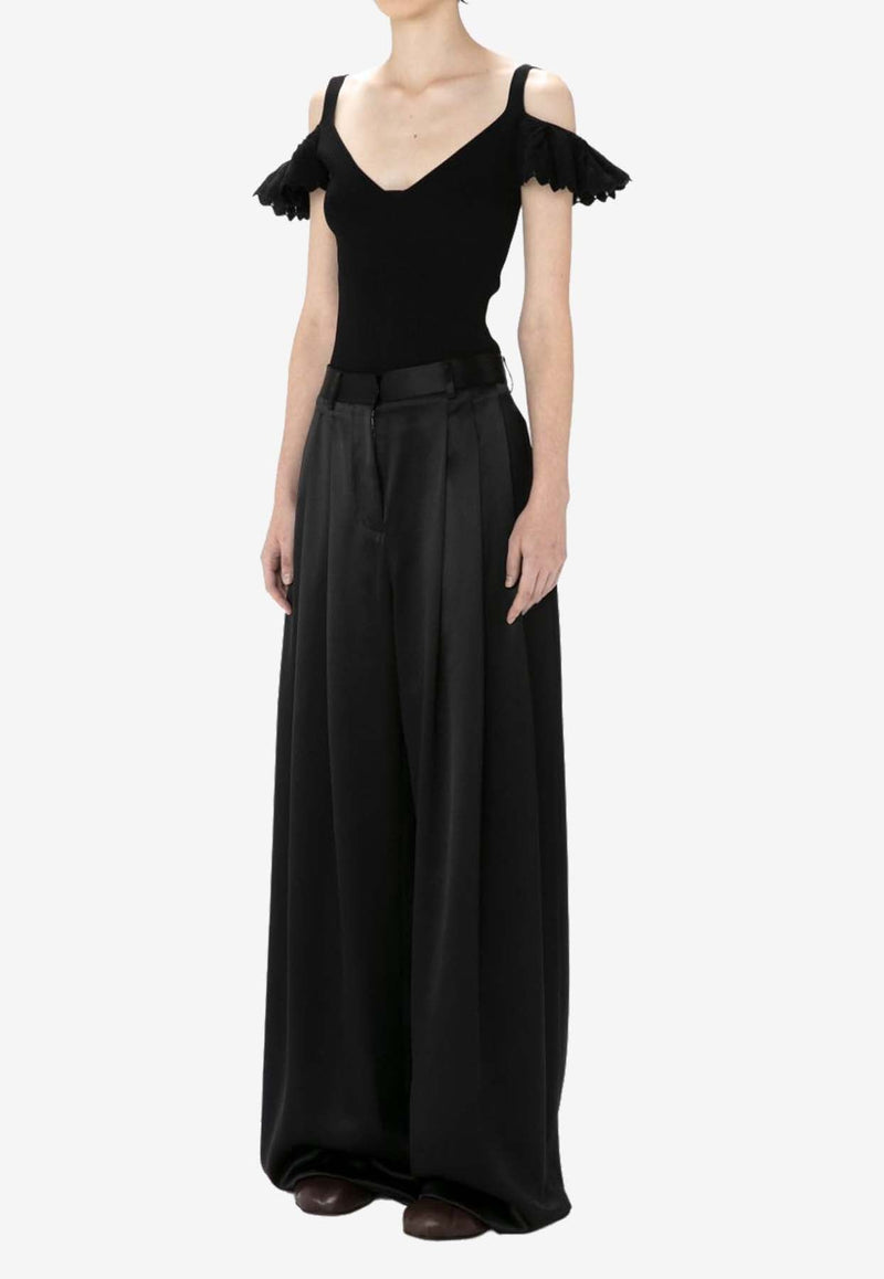 Wide-Leg Pleated Pants