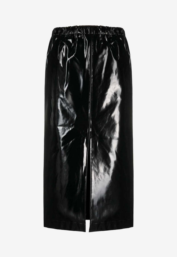 Shiny High-Rise Midi Skirt