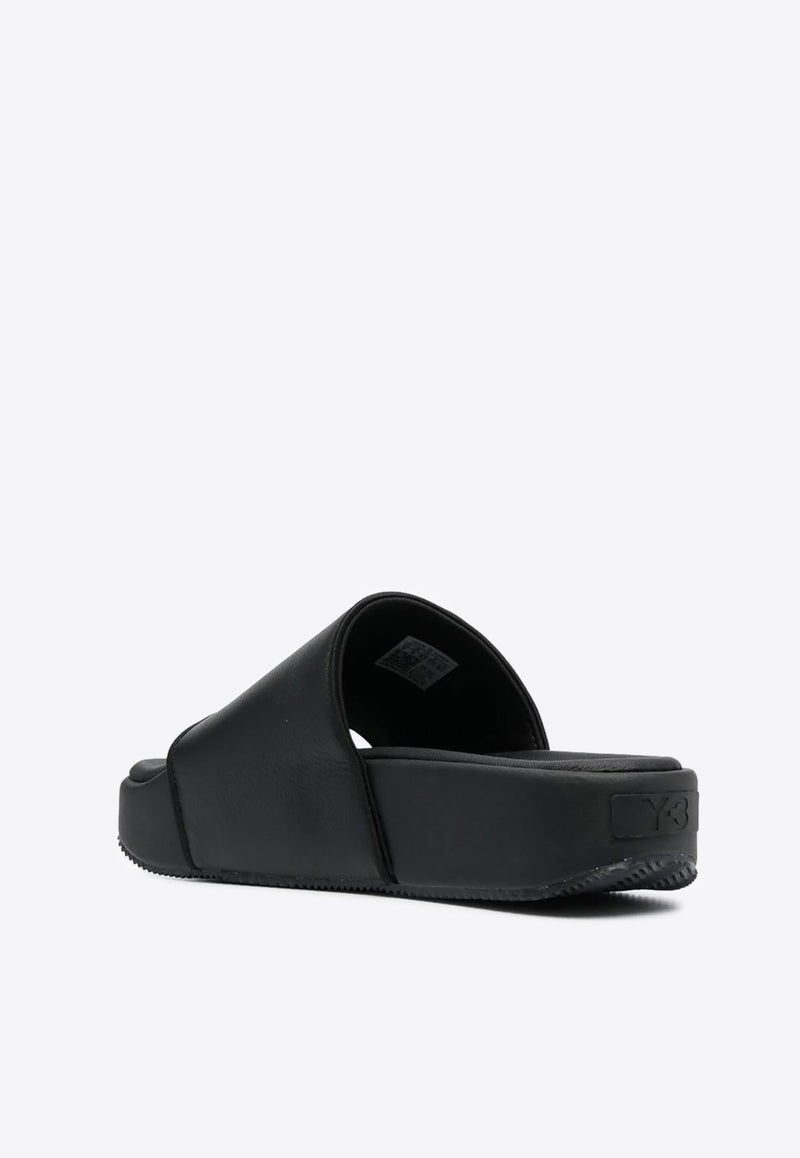 Y-3 Leather Flatform Slides