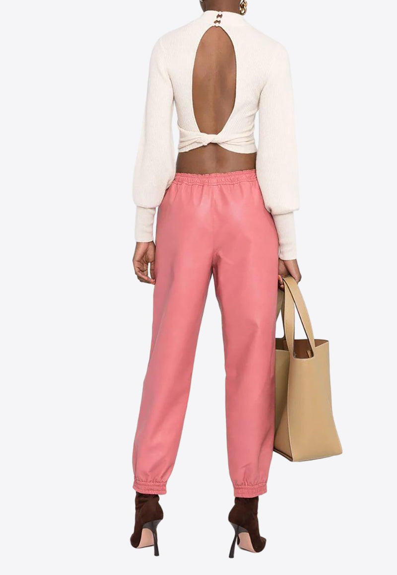 Faux-Leather Track Pants