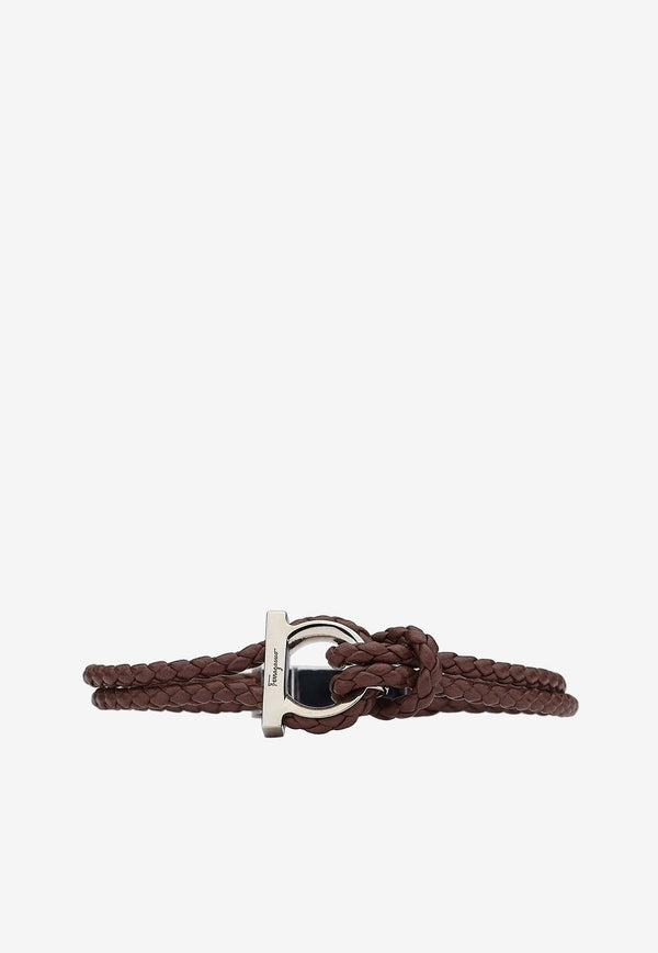 Gancini Braided Leather Bracelet