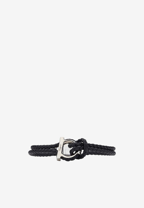 Gancini Braided Leather Bracelet