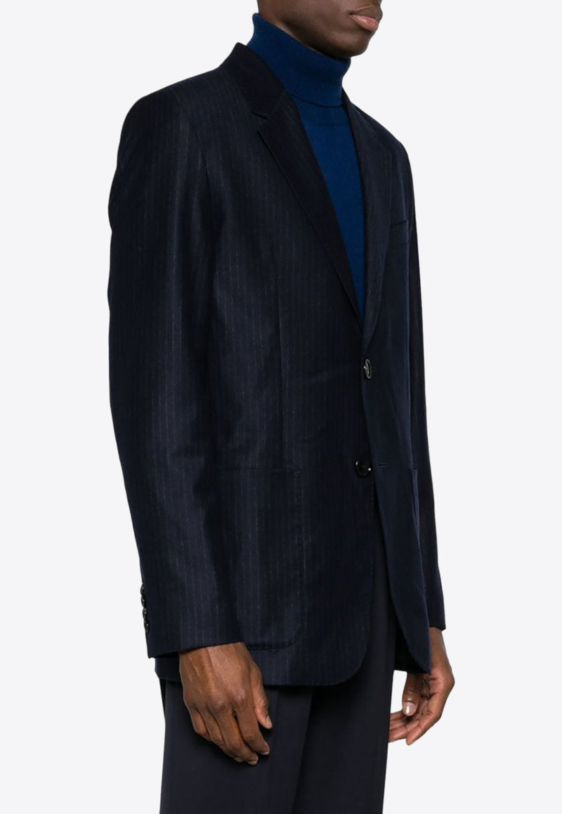 Pinstriped Single-Breasted Blazer