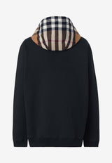 Check-Pattern Zip-Up Hooded Sweatshirt
