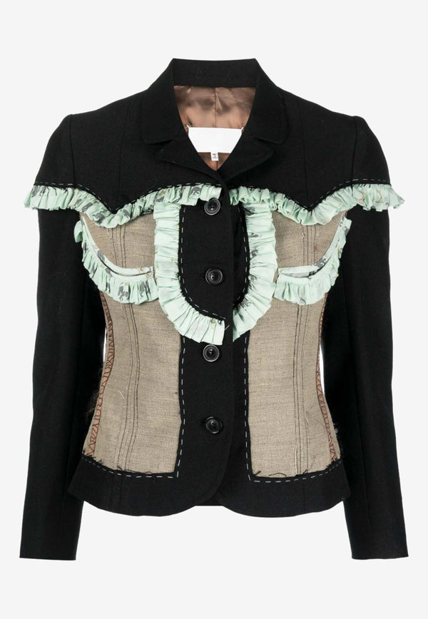 Single-Breasted Patchwork Fitted Jacket
