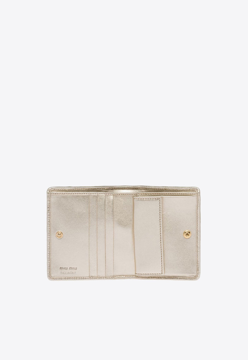 Small Logo Plaque Quilted Leather Wallet